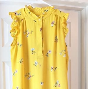 LOFT Large Yellow Floral Sleeveless Top